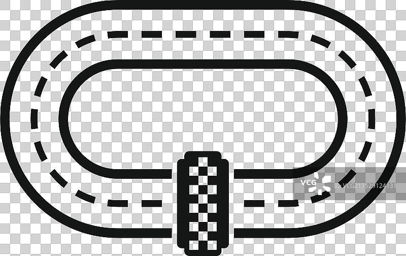 椭圆形赛道带有方格终点线标记图片素材