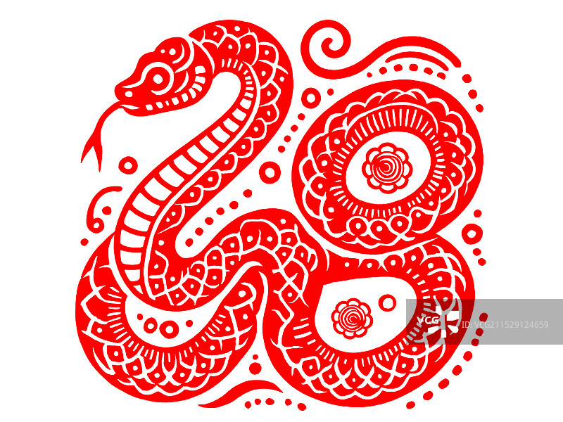 蛇年春节剪纸装饰画图片素材