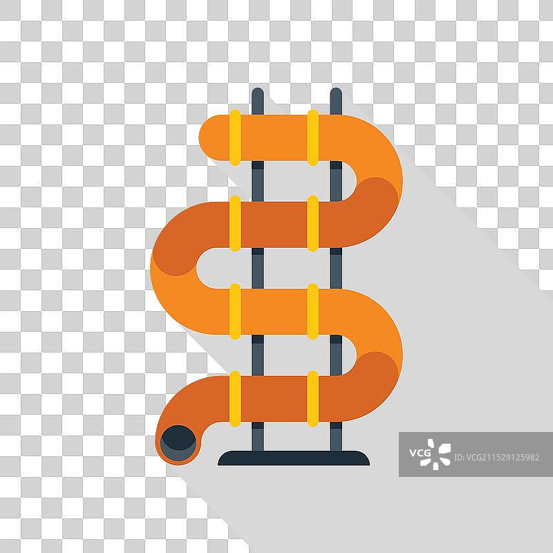 橙色螺旋水滑梯支撑在四根柱子上图片素材