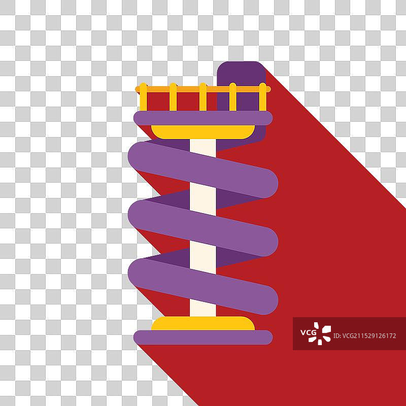 在鲜艳的红色背景上矗立的螺旋滑梯图片素材
