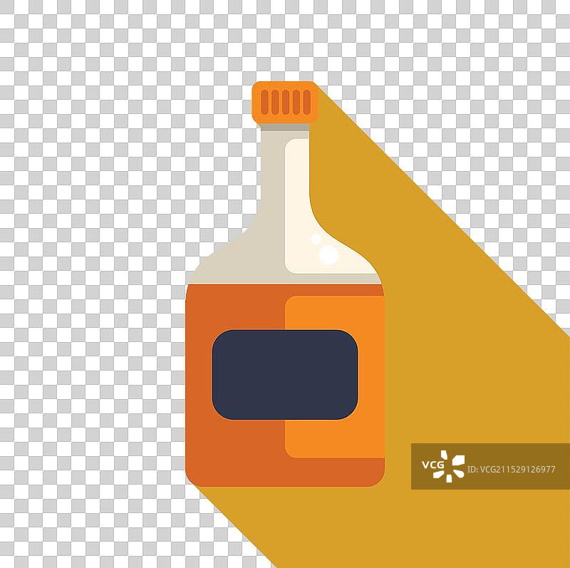 一瓶带空白标签的酒，投射出长长的影子图片素材