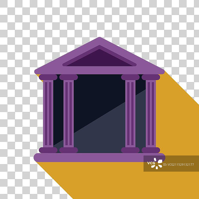 紫色的古老建筑矗立着，带有柱子。图片素材