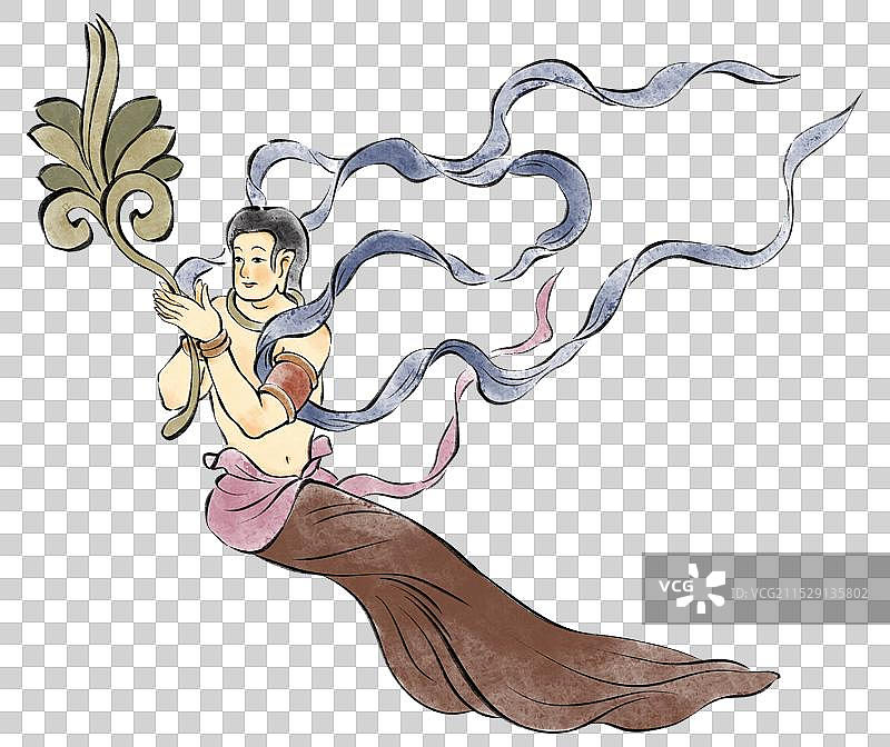 手绘敦煌飞天元素图片素材