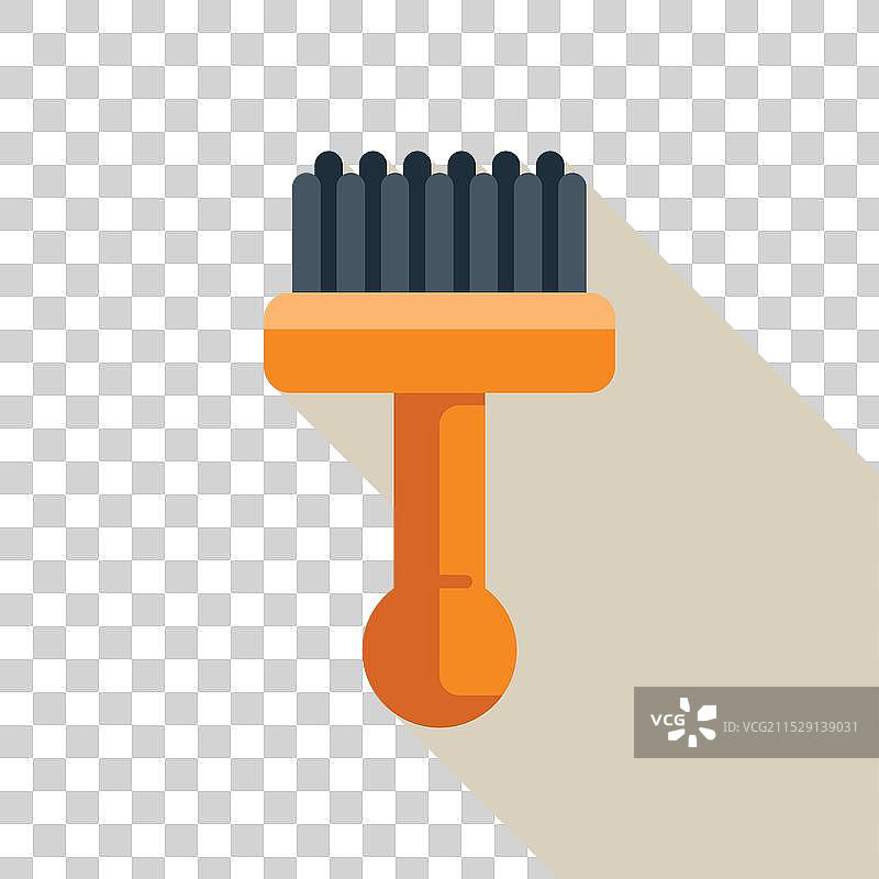 带木柄的清洁刷投射出长长的影子图片素材