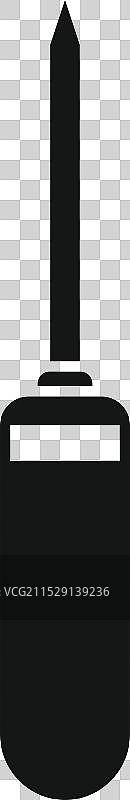 黑色图形风格的锥子图标，代表缝纫和图片素材