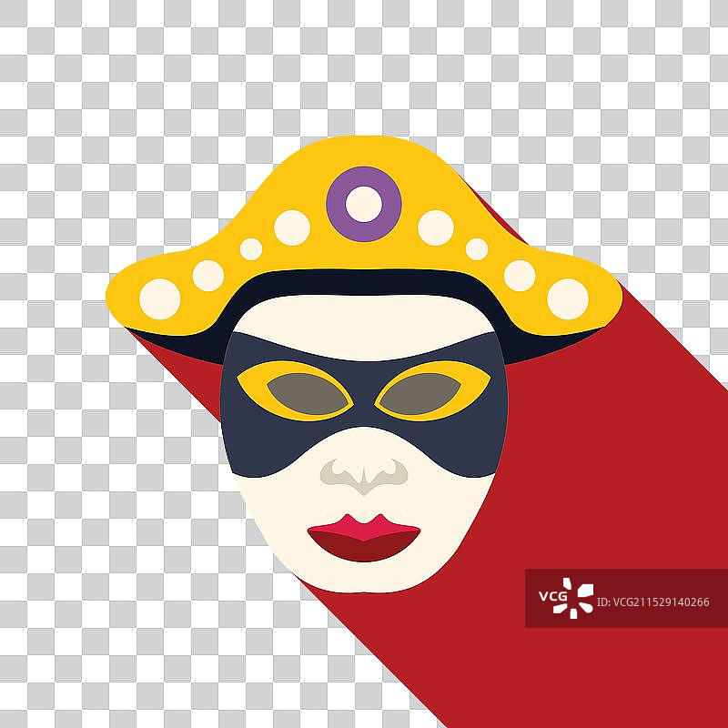 佩戴黄色帽子的威尼斯狂欢节面具正在摆姿势图片素材