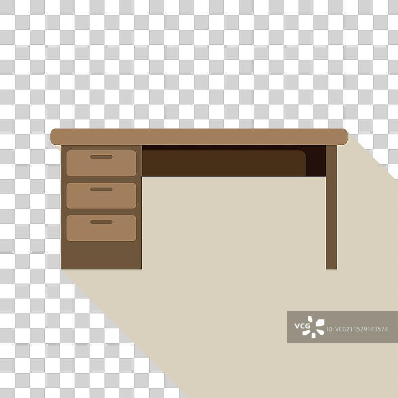 带抽屉的木桌投射出长长的阴影图片素材