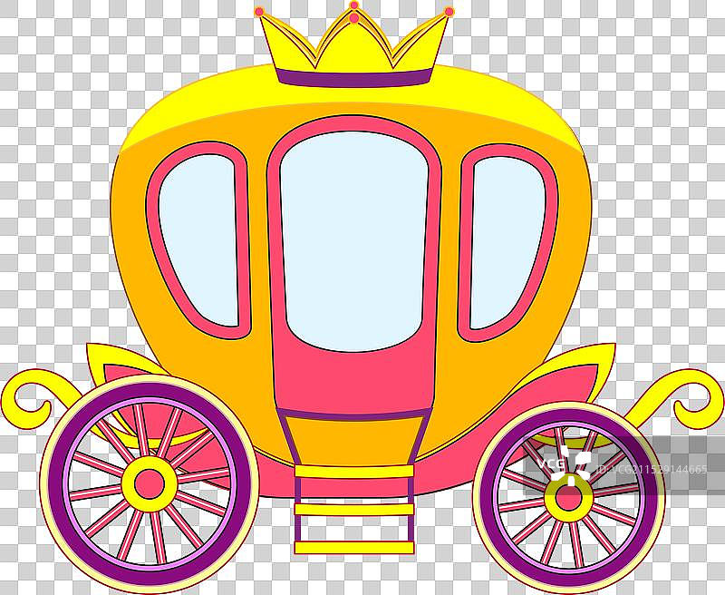 金色南瓜马车，配有公主皇冠图片素材