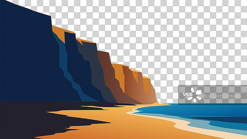 海滩旁边耸立的悬崖展示了图片素材