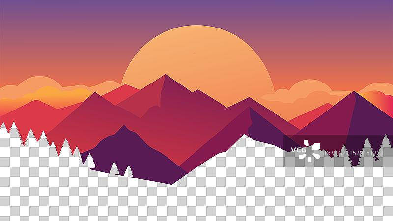 五彩斑斓的夏季山脉日出图片素材