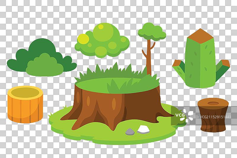 树桩上覆盖着生机勃勃的绿色苔藓图片素材