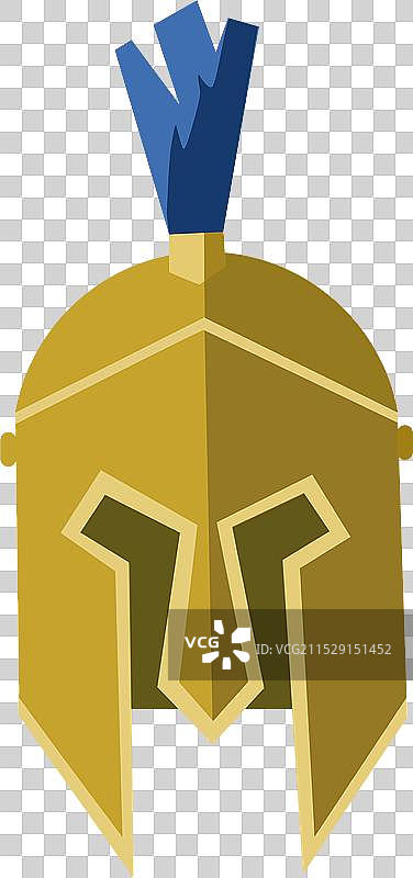 金色斯巴达头盔配蓝色羽饰图标图片素材