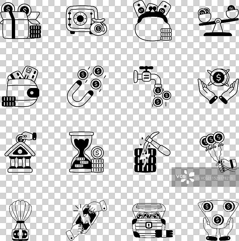 商业和金融图标的集合图片素材