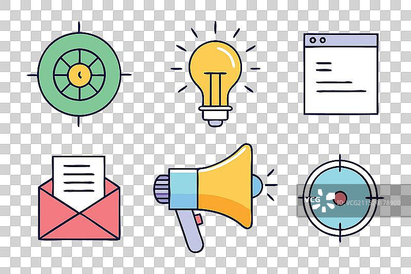 彩色线条的扩音器与营销概念图片素材