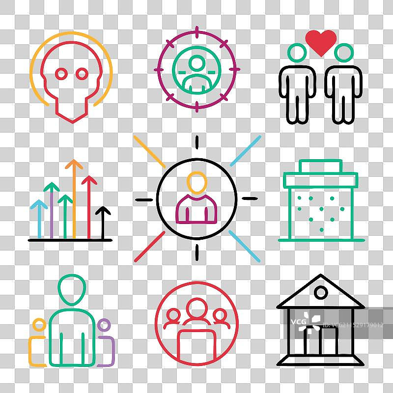 社会政策概念的彩色线性图标图片素材