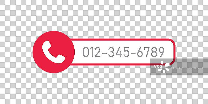 平面风格的拨打电话按钮图标和电话号码图片素材