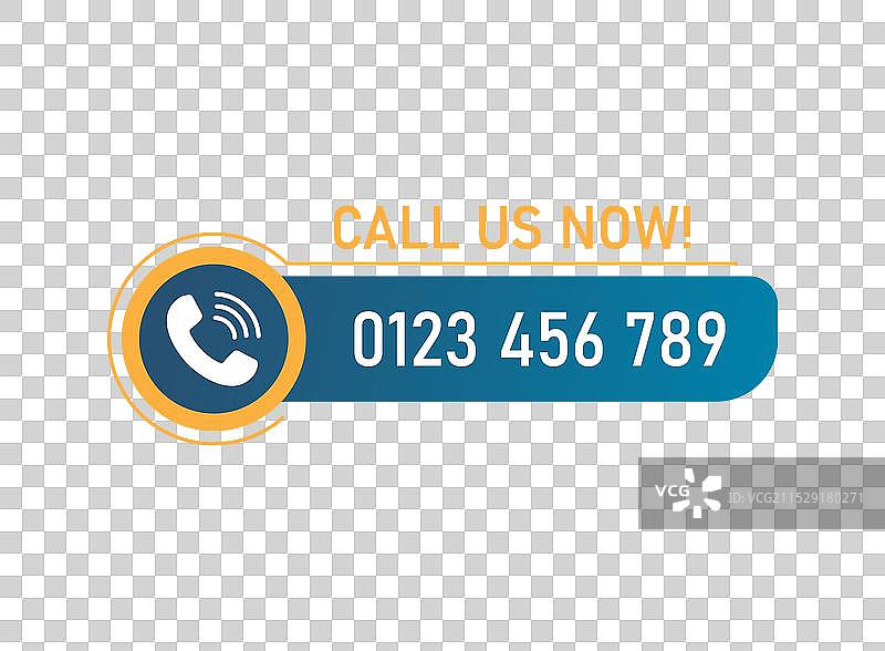 平面风格的拨打电话按钮图标和电话号码图片素材