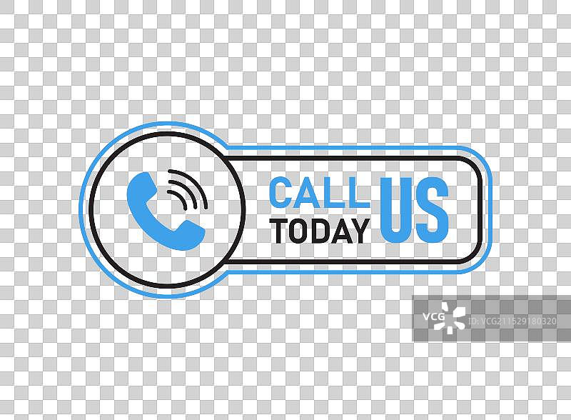 平面风格的拨打电话按钮图标和电话号码图片素材