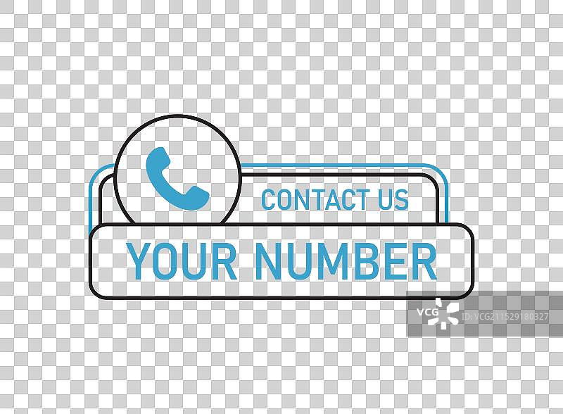 平面风格的拨打电话按钮图标和电话号码图片素材