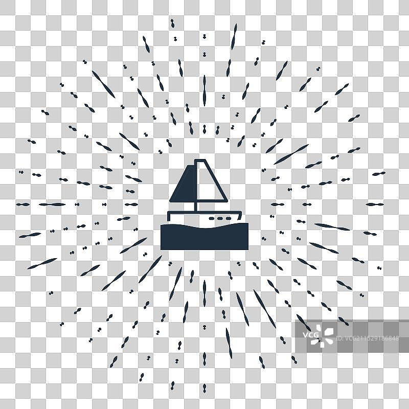 灰色游艇帆船或帆船图标，孤立背景图片素材