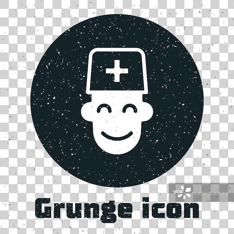 破旧风格的男性医生图标，背景为白色图片素材