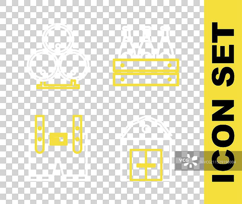 农舍里的啤酒瓶整齐排列图片素材