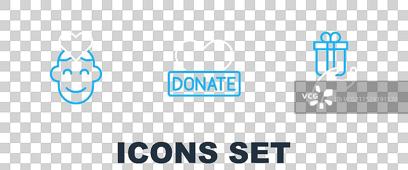 设置线条，赠送礼物，志愿服务和捐赠。图片素材