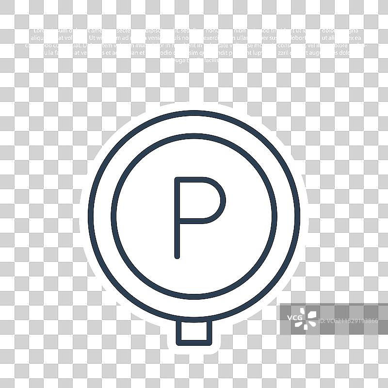 蓝色线条停车图标，背景为蓝色图片素材