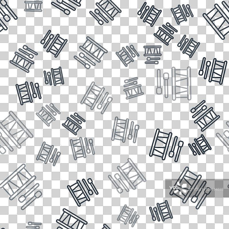 黑色线条鼓与鼓棒图标图片素材
