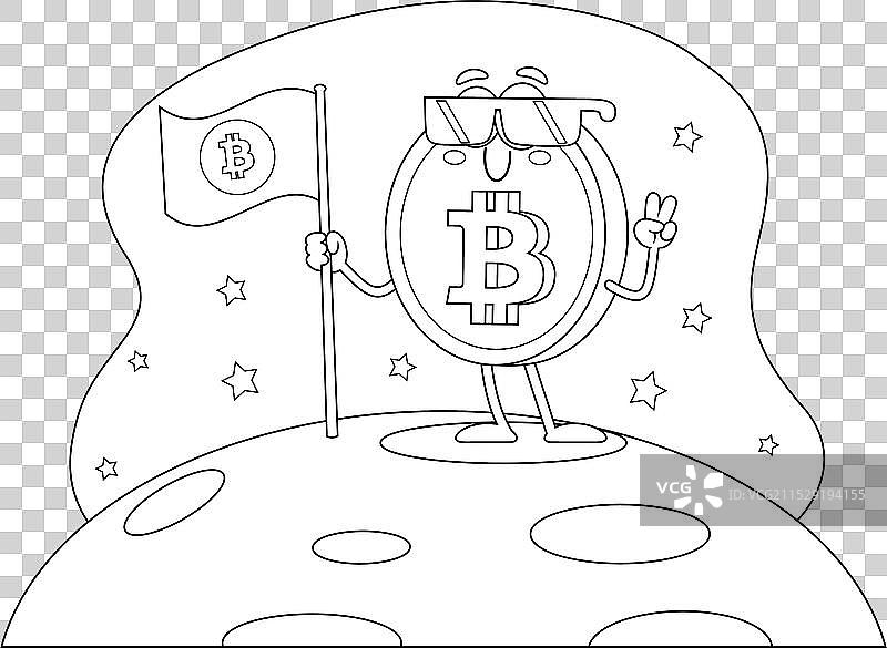 轮廓化的比特币卡通角色图片素材