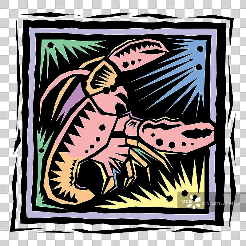 等距红龙虾在白色背景上的3D效果图片素材