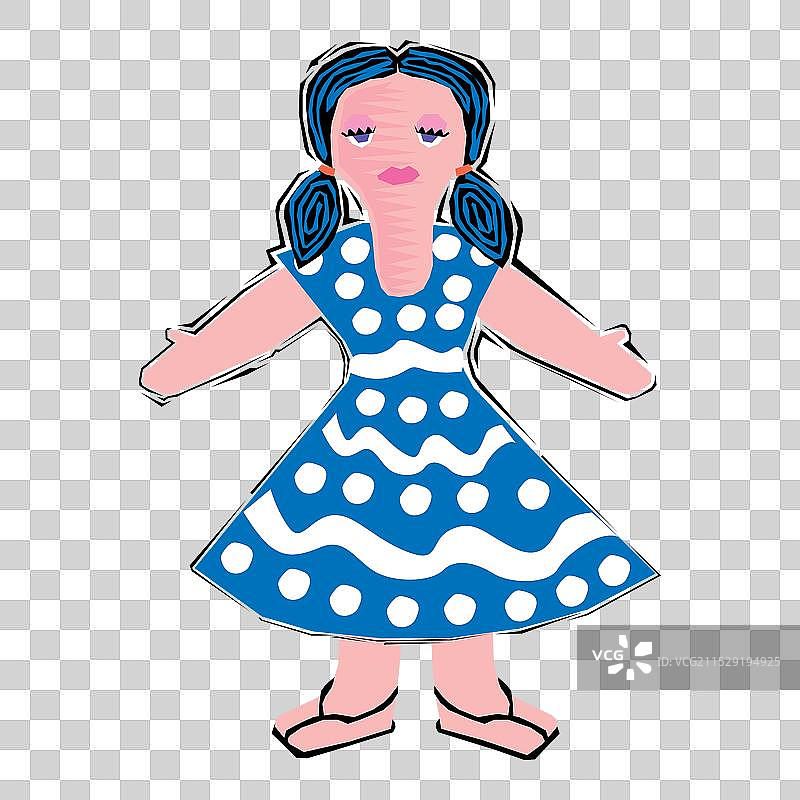 穿着节日服装和头饰的女孩剪贴画图片素材