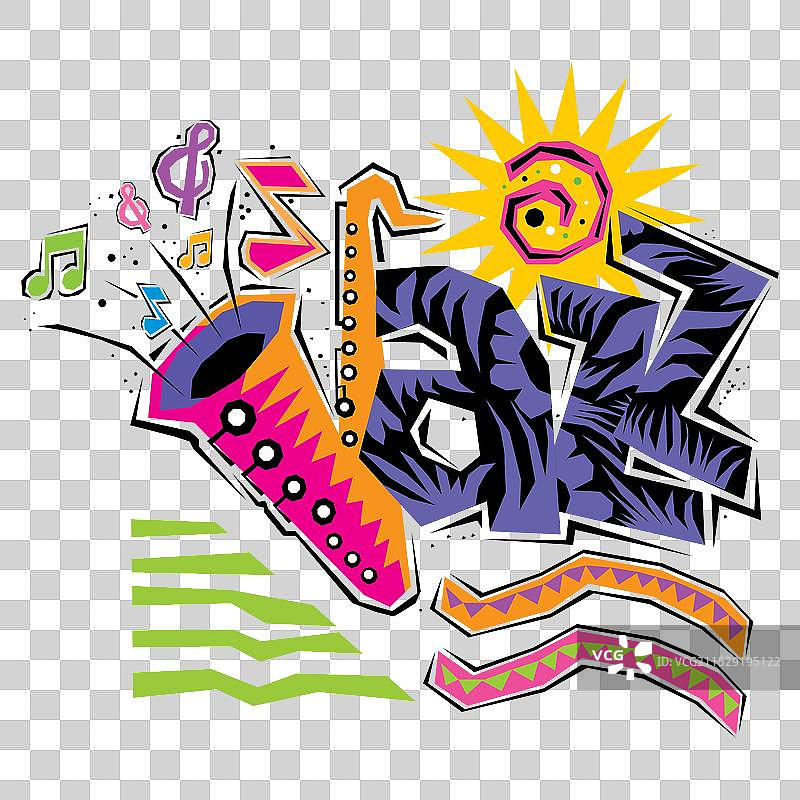 色彩斑斓的爵士音乐节场景与音乐家们图片素材