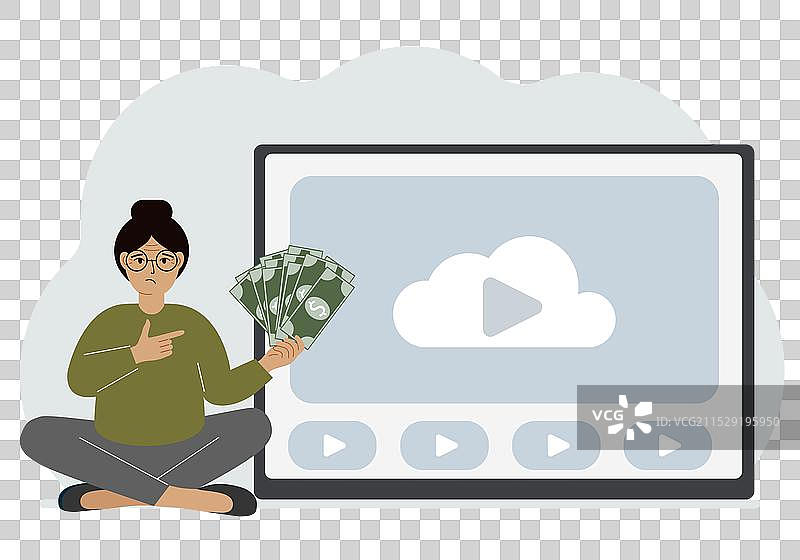 一位女性手中拿着纸币。图片素材