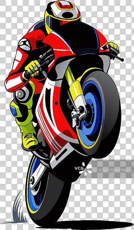 摩托车赛车手在进行单轮行驶表演图片素材