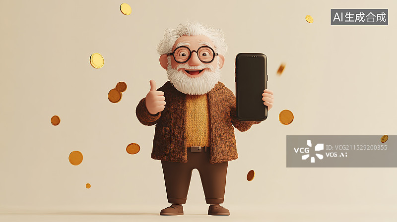 【AI数字艺术】退休补贴老人金融健康安全养老医疗保险保障图片素材