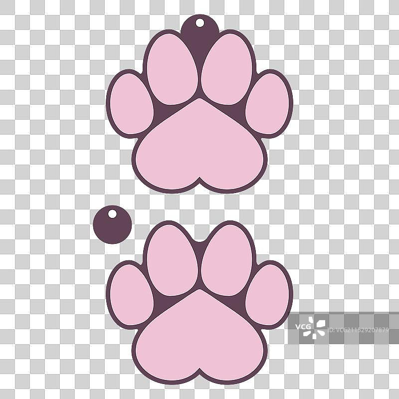 粉色心形符号和爪印图片素材