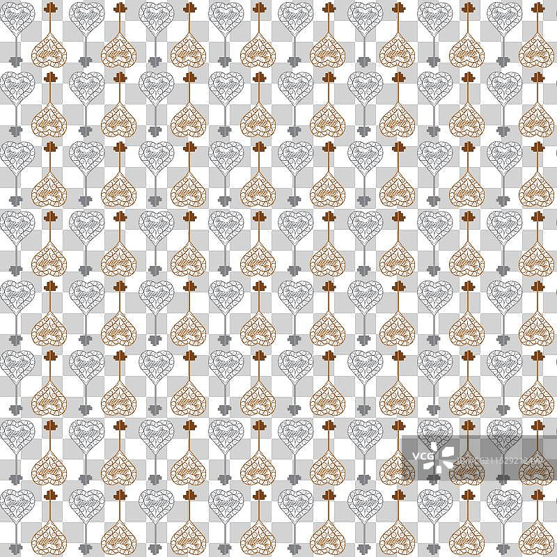 古董锻造华丽钥匙简单无缝设计图片素材