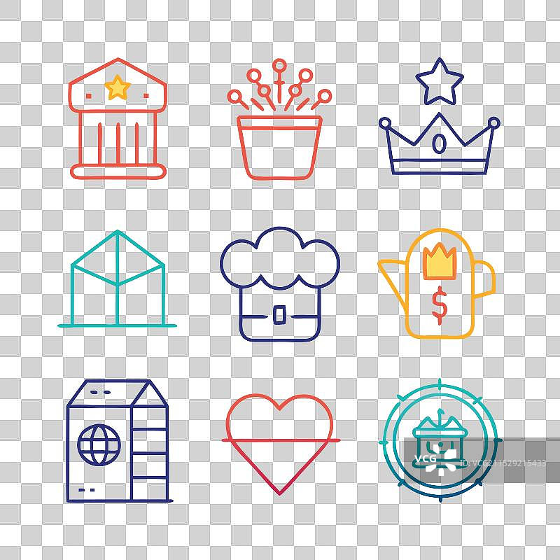 特许经营概念的彩色线条图标图片素材