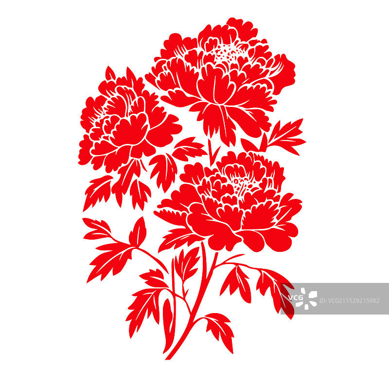 牡丹花剪纸图片素材