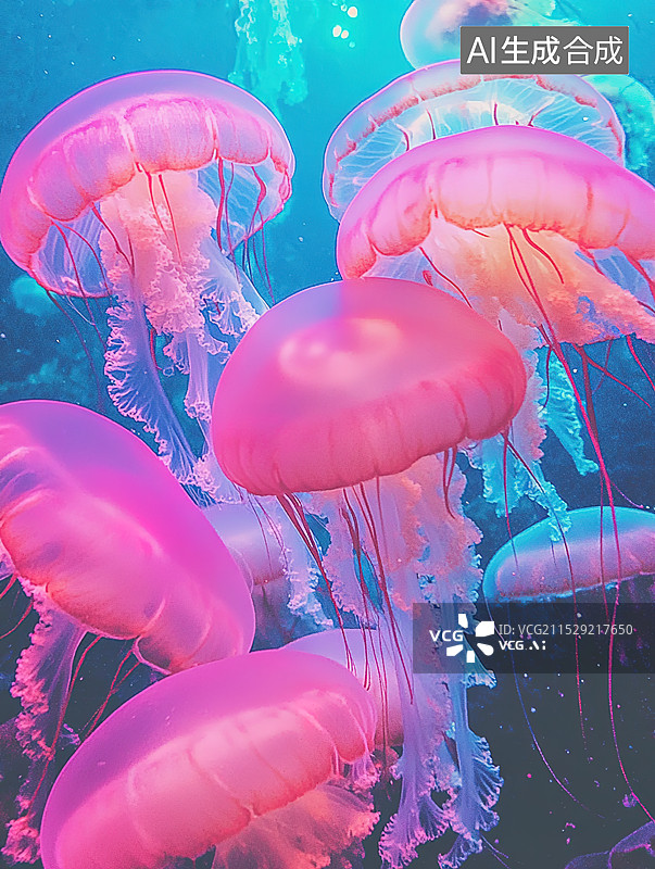 【AI数字艺术】粉色水母图片素材