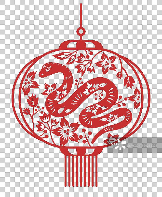 蛇年灯笼剪纸窗花图片素材