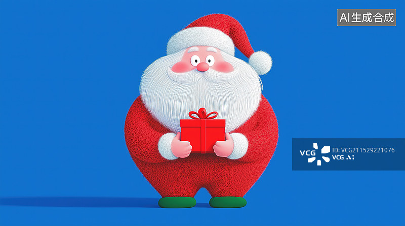 【AI数字艺术】圣诞老人，可爱的白胡子老人卡通风格，创意肌理插画海报图片素材