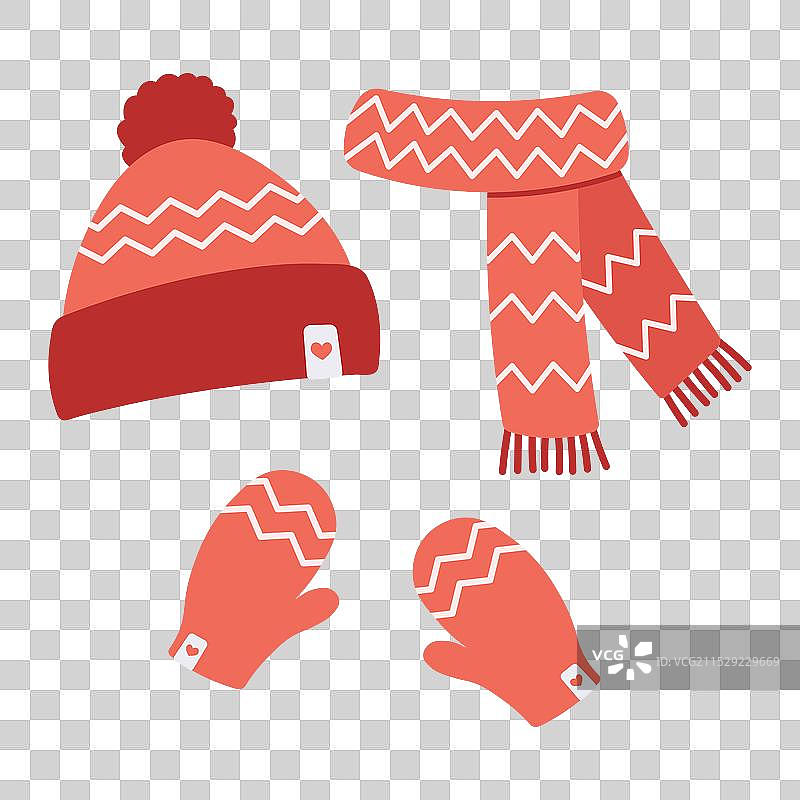 红色冬季配饰套装图片素材