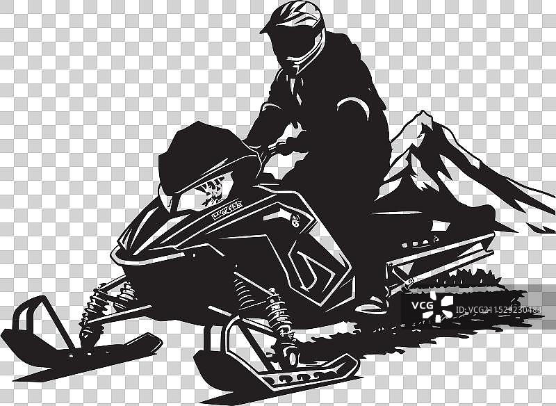 雪地摩托上的冰霜探险者男性标志性图标图片素材