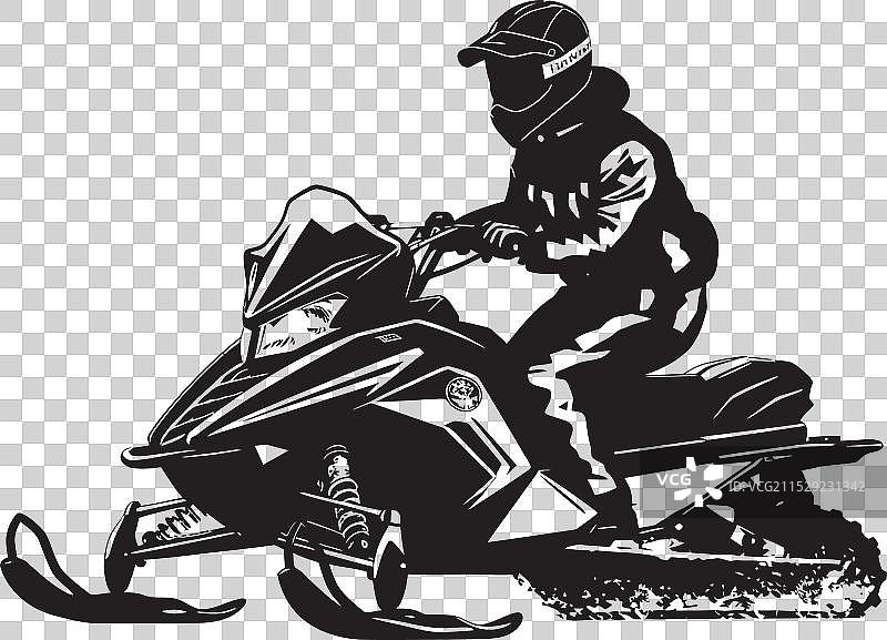 极地探险者雪地摩托象征徽章霜冻图片素材