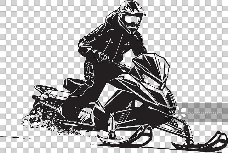 雪地摩托车上的滑雪者标志符号 冰冷图片素材