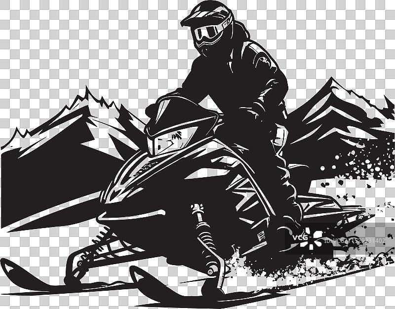 雪地骑士雪地摩托符号徽章霜冻探险者图片素材