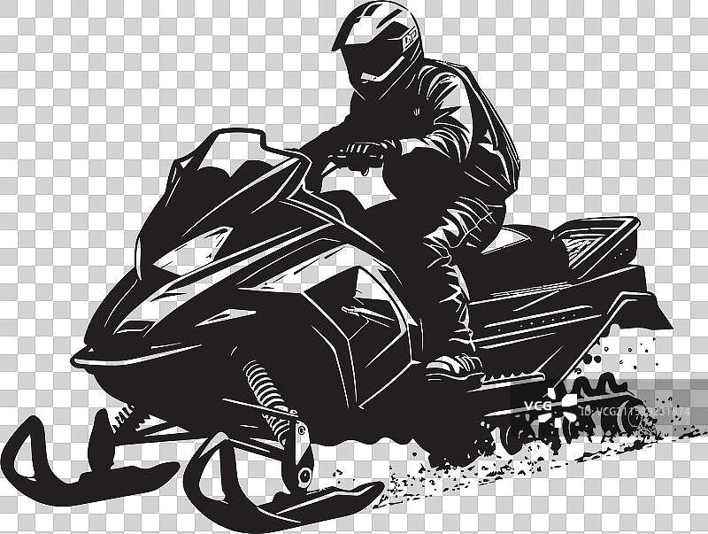 雪地摩托上的滑雪者标志暴风雪图片素材