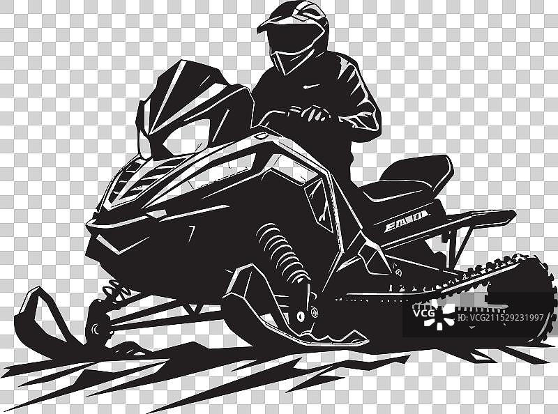 雪地摩托车上的滑雪者标志设计，冰冷的感觉图片素材